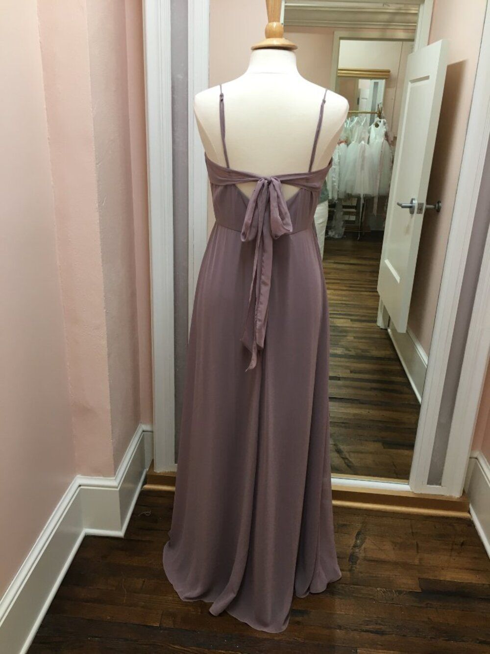 Mauve V-Neck Maxi Bridesmaid Dress Bow Tie Back B2 Jasmine - Picture 5 of 8